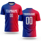 Custom Red White-Royal Sublimation Soccer Uniform Jersey