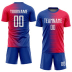 Custom Red White-Royal Sublimation Soccer Uniform Jersey photo 2