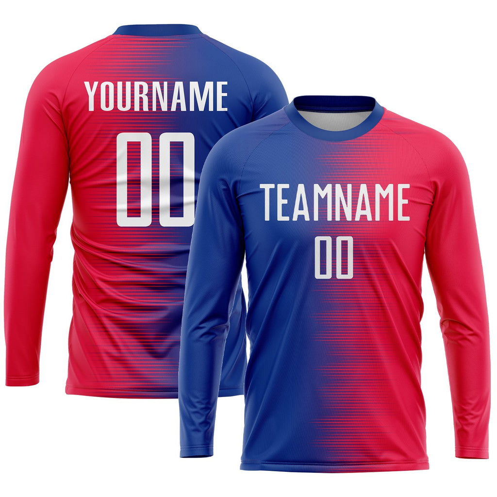 Custom Red White-Royal Sublimation Soccer Uniform Jersey photo 3