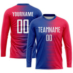 Custom Red White-Royal Sublimation Soccer Uniform Jersey photo 3