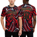 Custom Figure Black-Old Gold Sublimation Soccer Uniform Jersey worn front and back