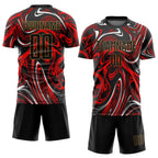 Custom Figure Black-Old Gold Sublimation Soccer Uniform Jersey photo 2