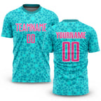 Custom Aqua Pink-White Sublimation Soccer Uniform Jersey