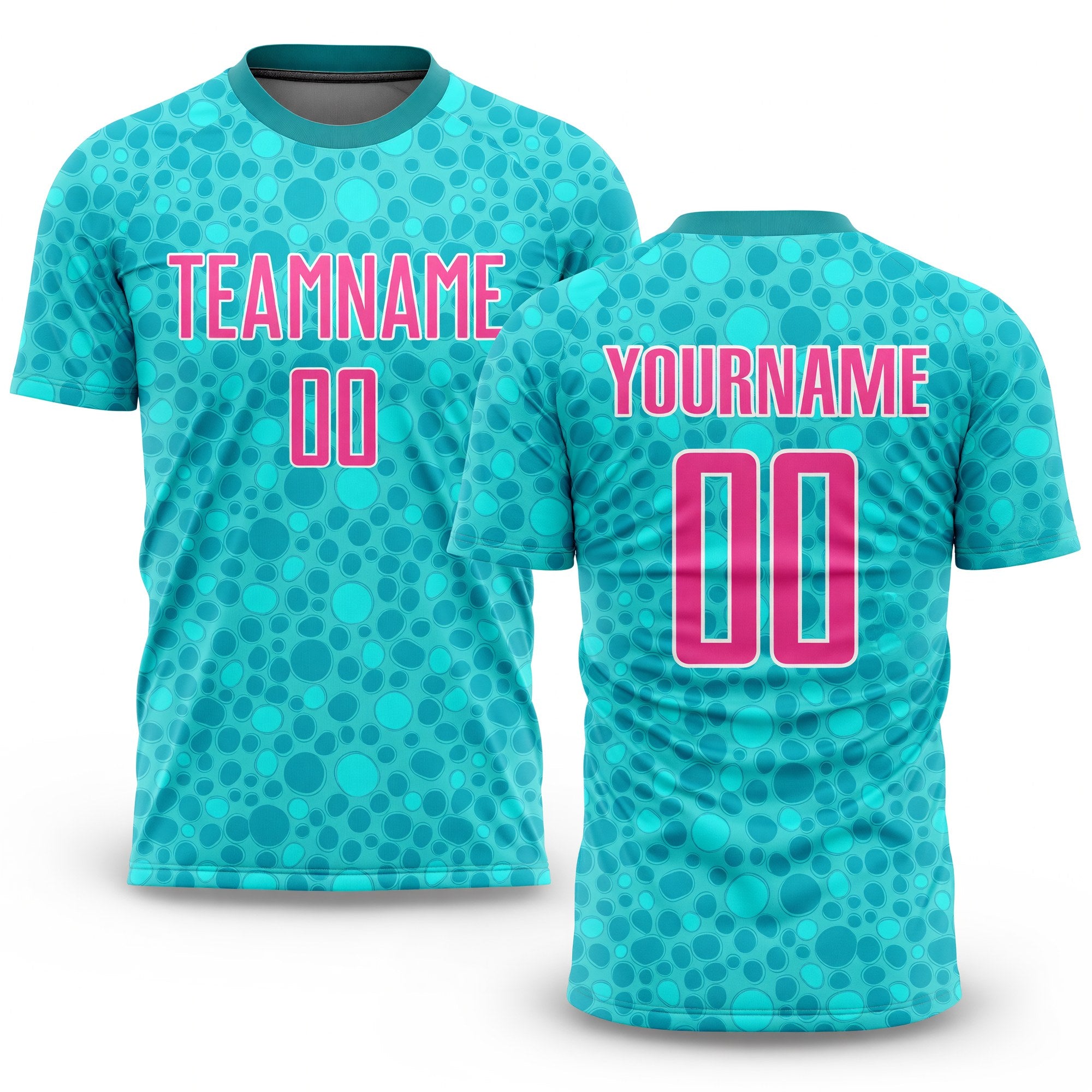 Custom Aqua Pink-White Sublimation Soccer Uniform Jersey