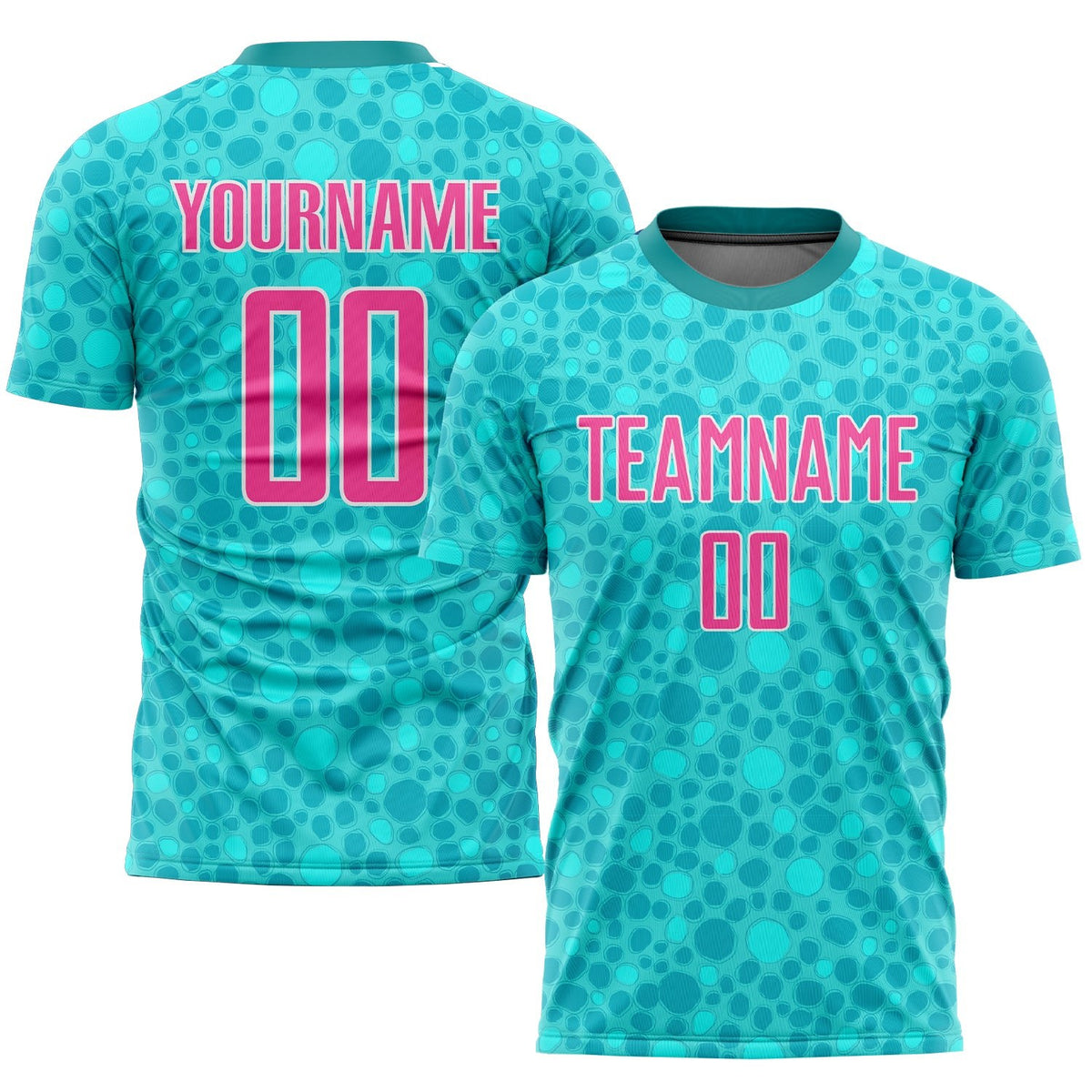 Custom Aqua Pink-White Sublimation Soccer Uniform Jersey photo 1