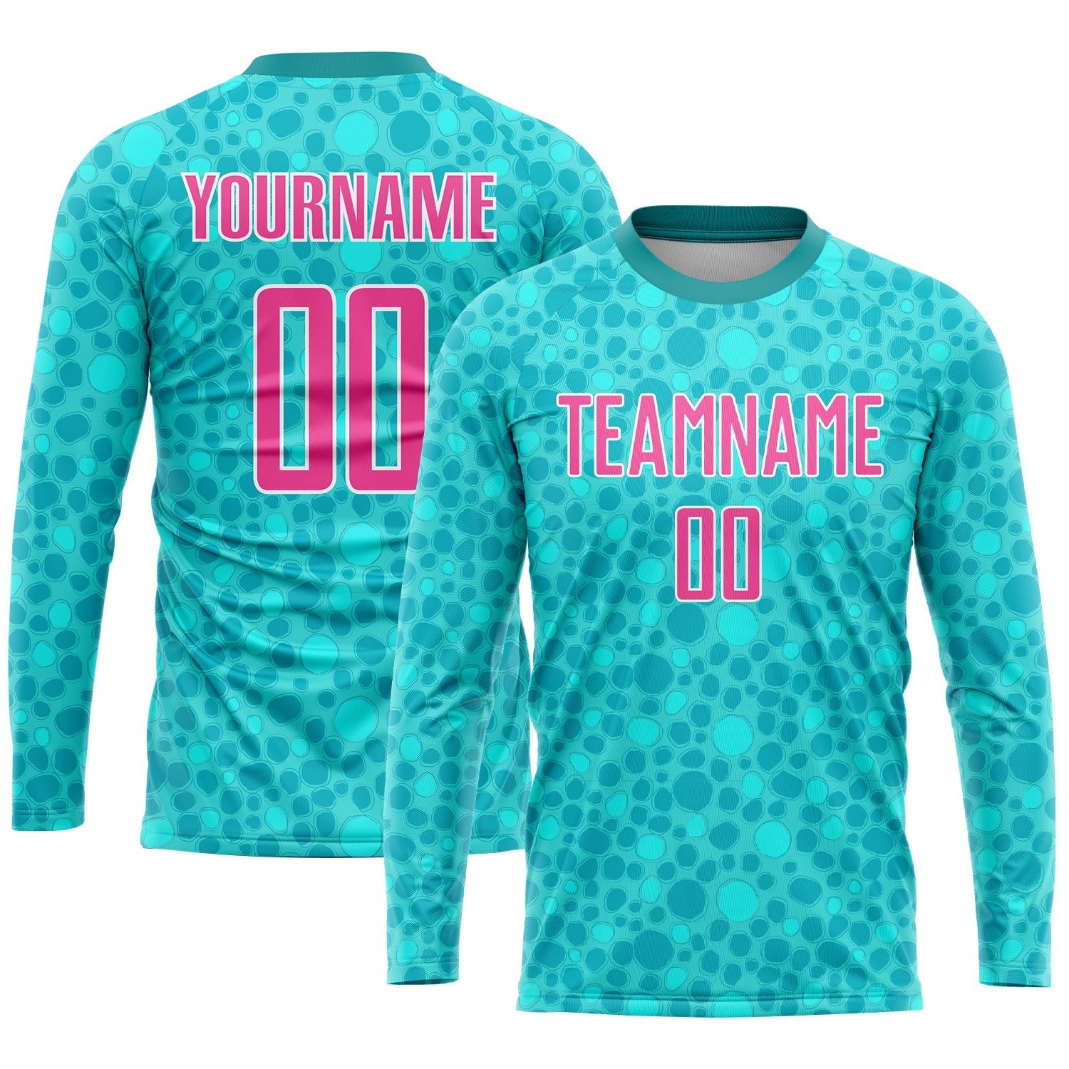 Custom Aqua Pink-White Sublimation Soccer Uniform Jersey photo 3