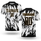 Custom White Black-Old Gold Sublimation Soccer Uniform Jersey