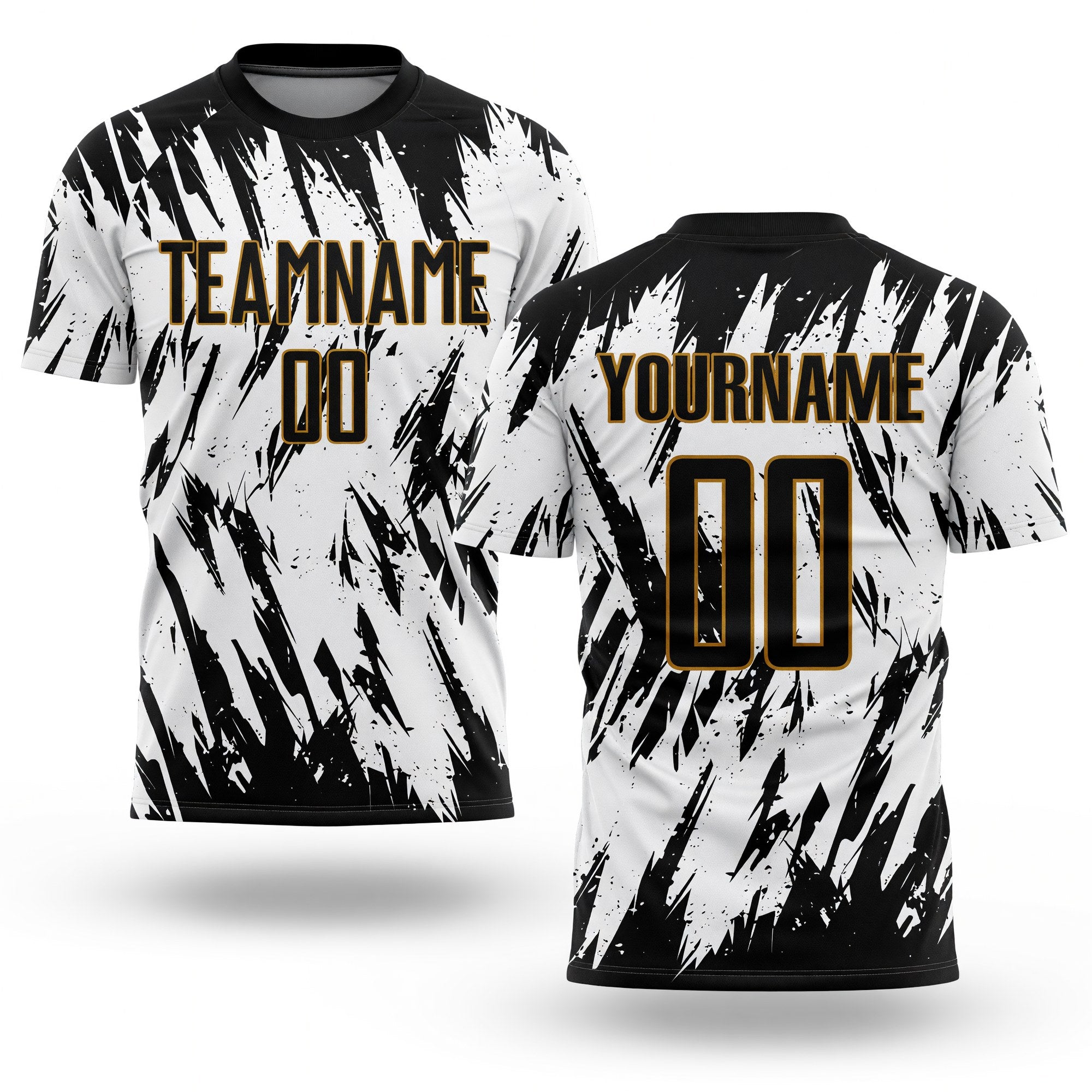 Custom White Black-Old Gold Sublimation Soccer Uniform Jersey