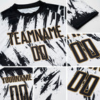 Custom White Black-Old Gold Sublimation Soccer Uniform Jersey detail