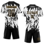 Custom White Black-Old Gold Sublimation Soccer Uniform Jersey photo 1