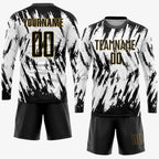 Custom White Black-Old Gold Sublimation Soccer Uniform Jersey photo 3