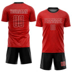 Custom Red Red-Black Sublimation Soccer Uniform Jersey photo 2