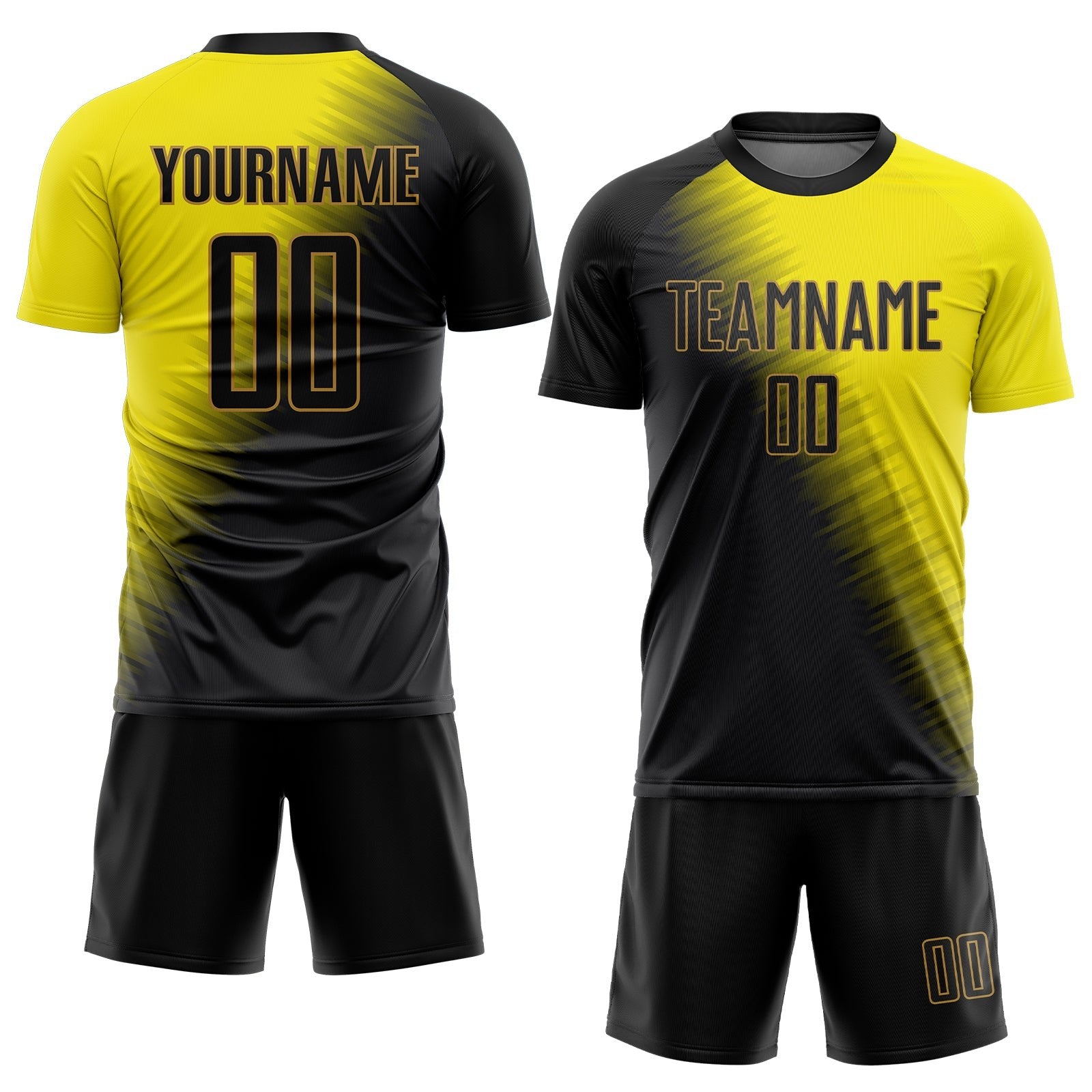 Custom Gold Black-Old Gold Sublimation Soccer Uniform Jersey photo 2