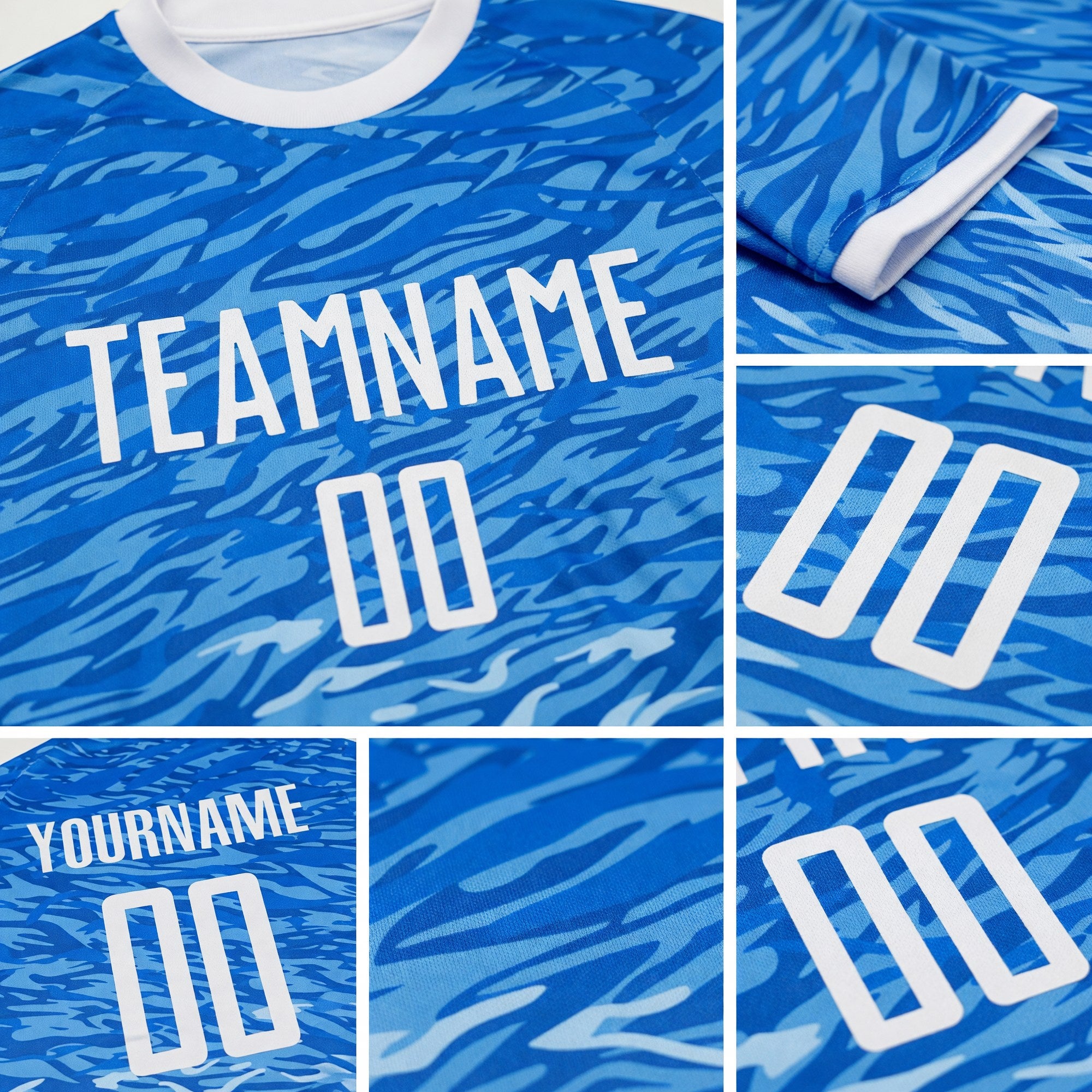 Custom Royal White Sublimation Soccer Uniform Jersey detail