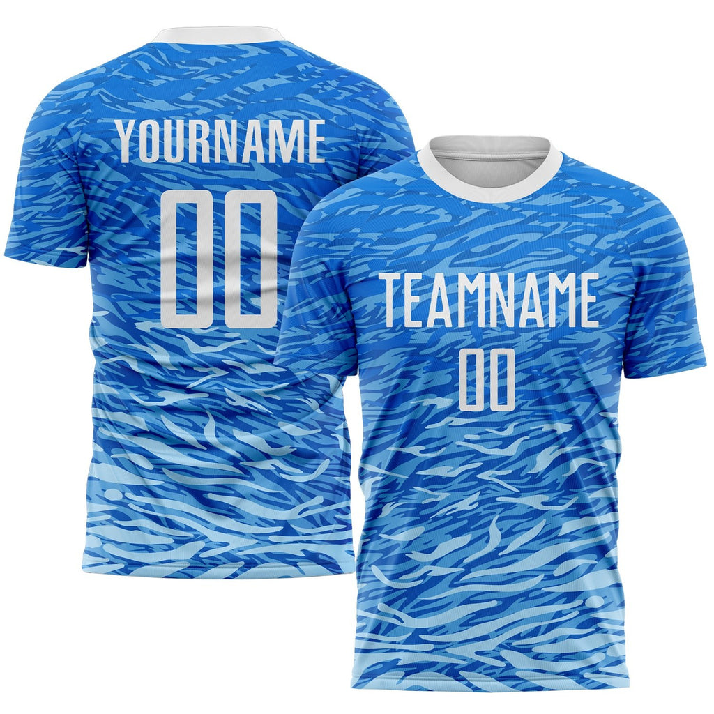 Custom Royal White Sublimation Soccer Uniform Jersey photo 1