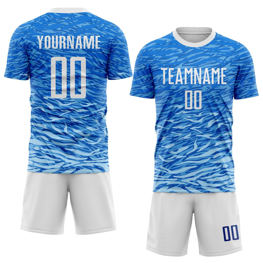 Custom Royal White Sublimation Soccer Uniform Jersey photo 2