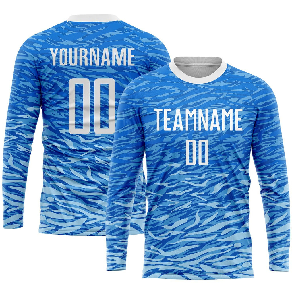 Custom Royal White Sublimation Soccer Uniform Jersey photo 3