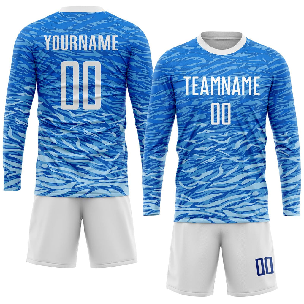 Custom Royal White Sublimation Soccer Uniform Jersey photo 4