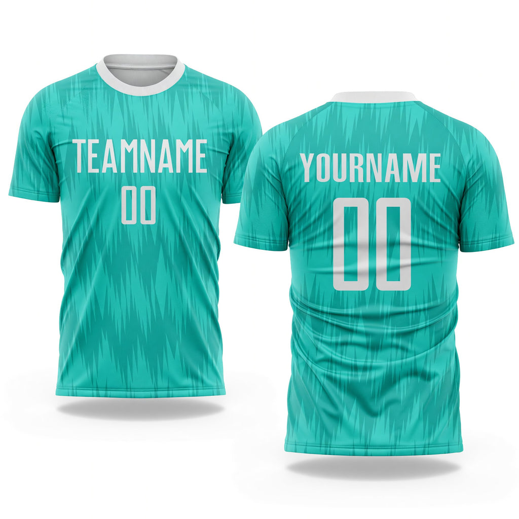Custom Aqua White Sublimation Soccer Uniform Jersey
