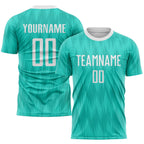 Custom Aqua White Sublimation Soccer Uniform Jersey photo 1