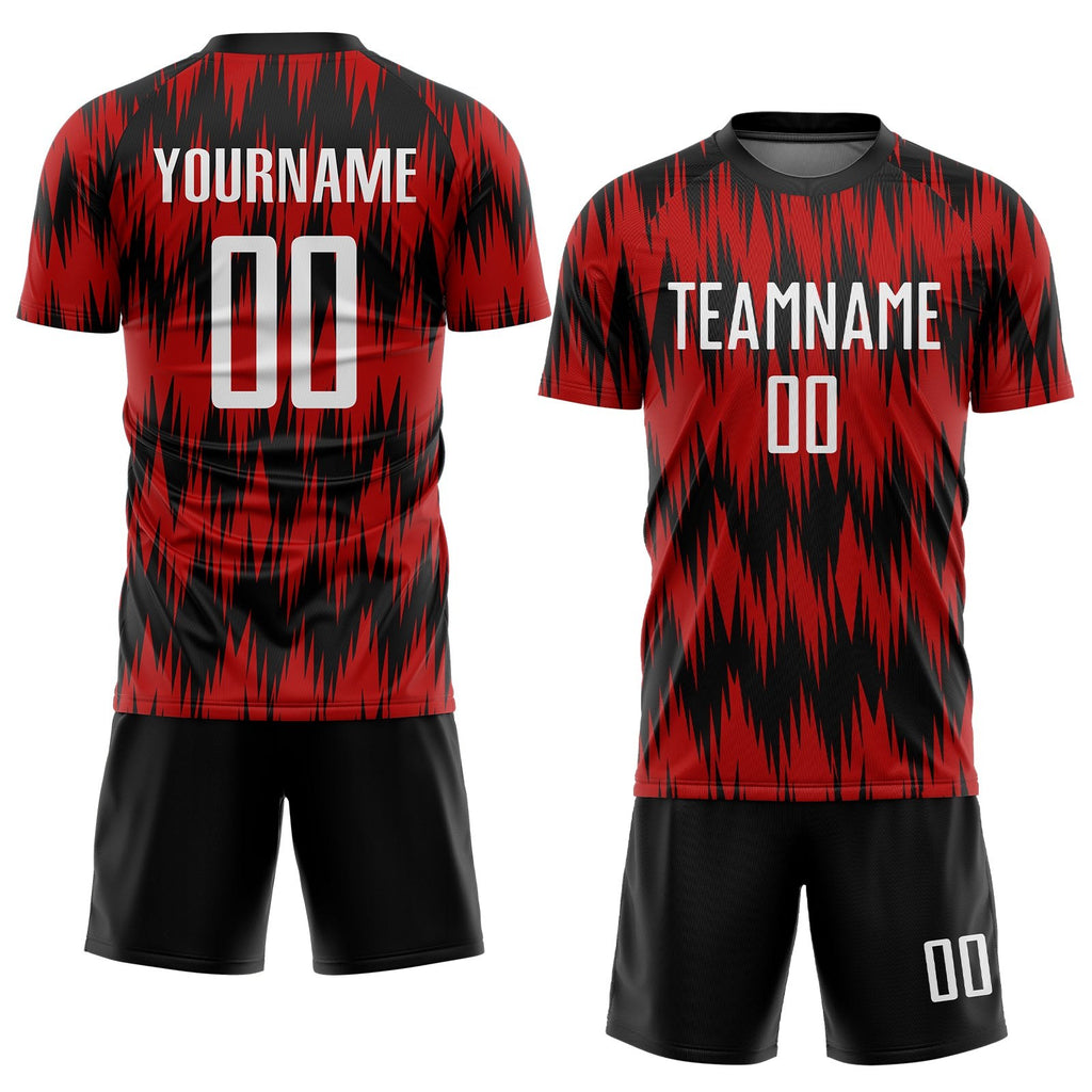 Custom Red White-Black Sublimation Soccer Uniform Jersey photo 2