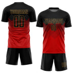 Custom Red Black-Old Gold Sublimation Soccer Uniform Jersey photo 2