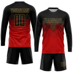Custom Red Black-Old Gold Sublimation Soccer Uniform Jersey photo 4