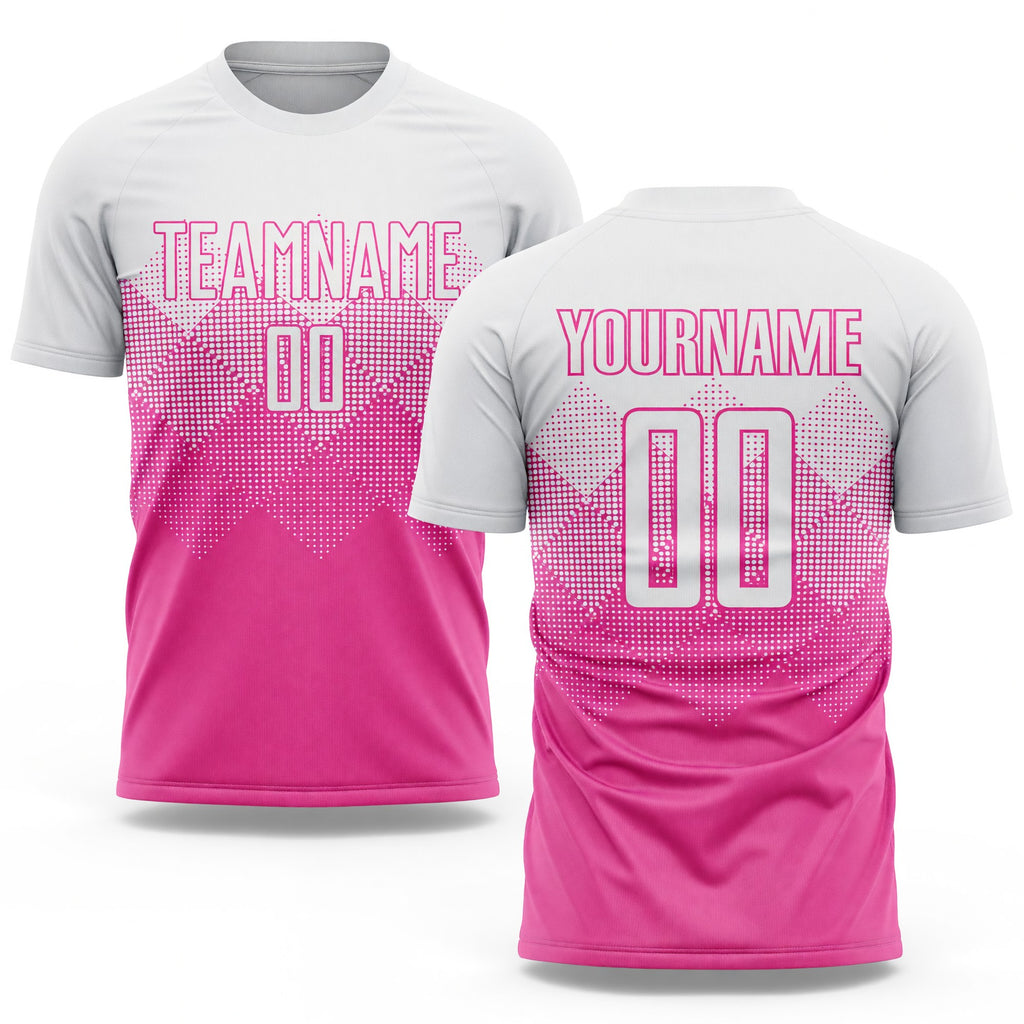 Custom Pink White Sublimation Soccer Uniform Jersey