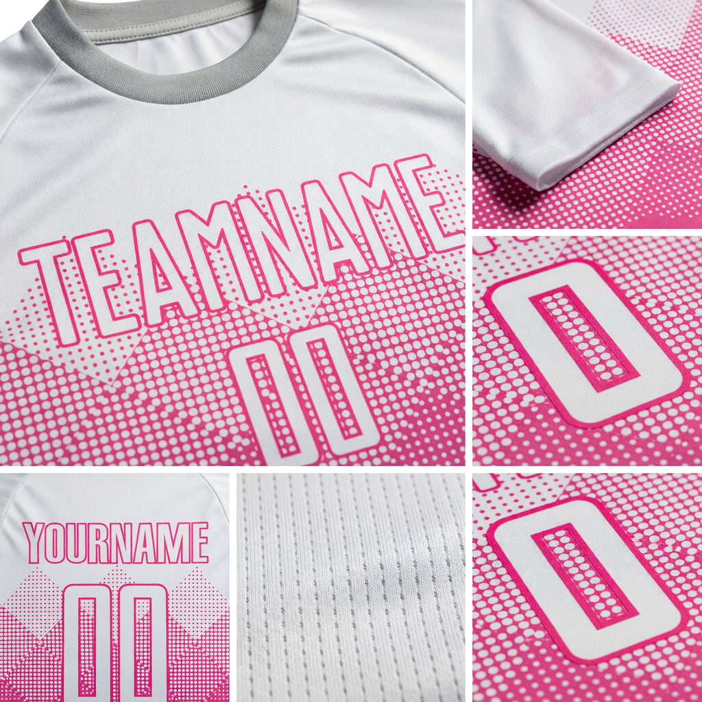 Custom Pink White Sublimation Soccer Uniform Jersey detail