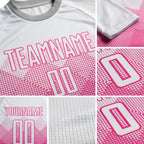 Custom Pink White Sublimation Soccer Uniform Jersey detail