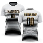 Custom White Black-Old Gold Sublimation Soccer Uniform Jersey
