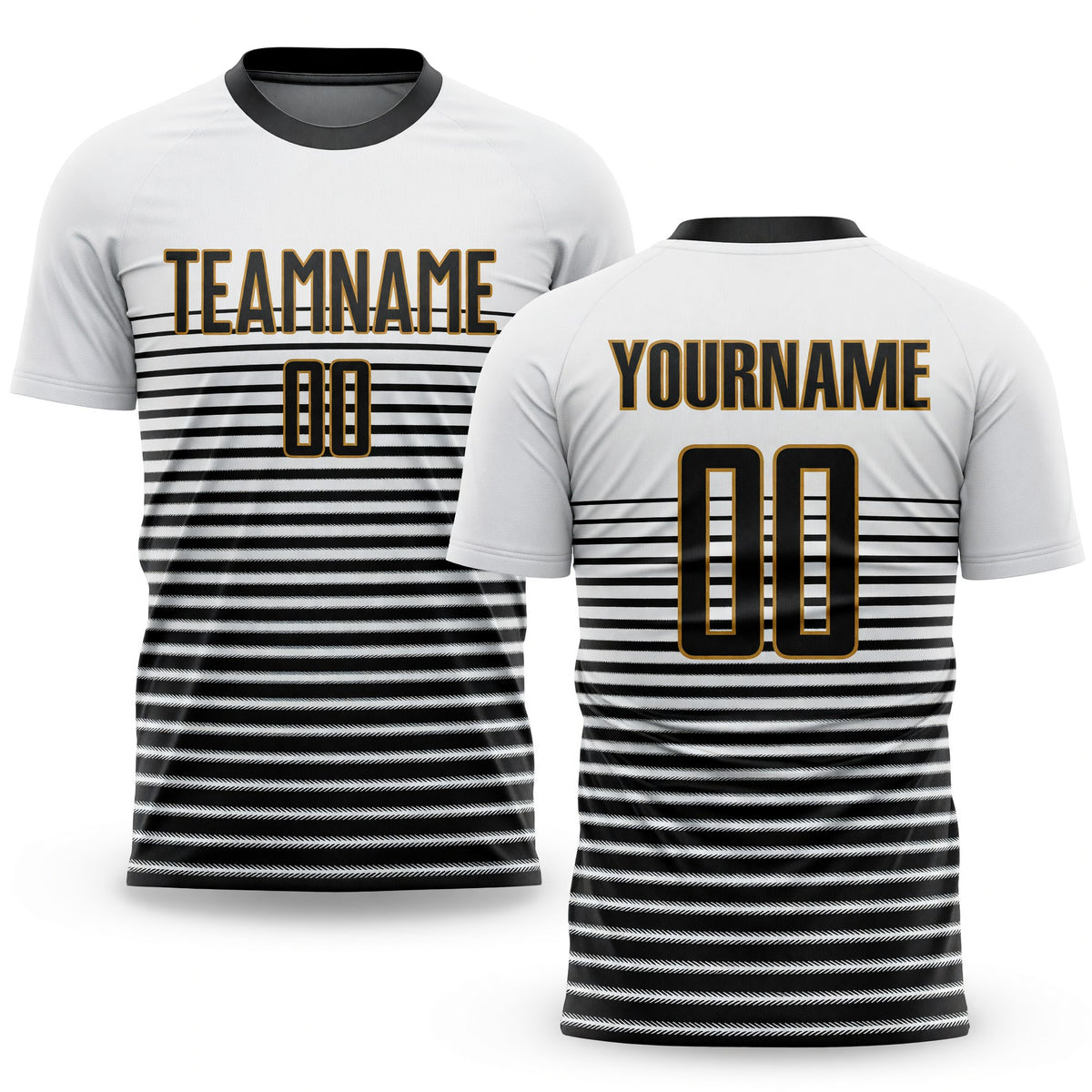Custom White Black-Old Gold Sublimation Soccer Uniform Jersey