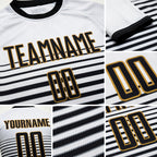 Custom White Black-Old Gold Sublimation Soccer Uniform Jersey detail