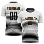 Custom White Black-Old Gold Sublimation Soccer Uniform Jersey photo 1