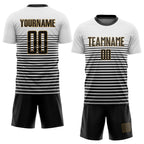 Custom White Black-Old Gold Sublimation Soccer Uniform Jersey photo 2