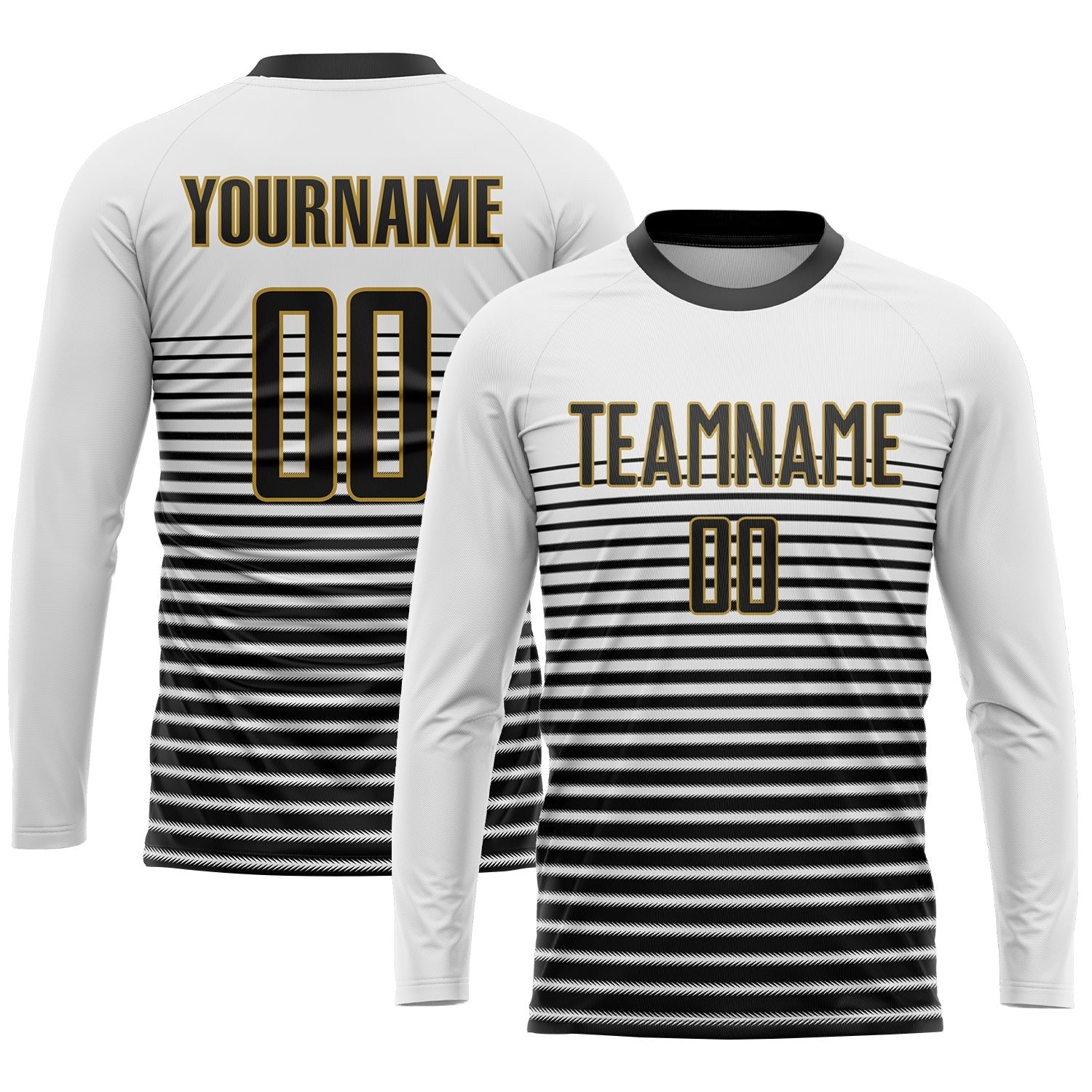 Custom White Black-Old Gold Sublimation Soccer Uniform Jersey photo 3