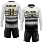 Custom White Black-Old Gold Sublimation Soccer Uniform Jersey photo 4