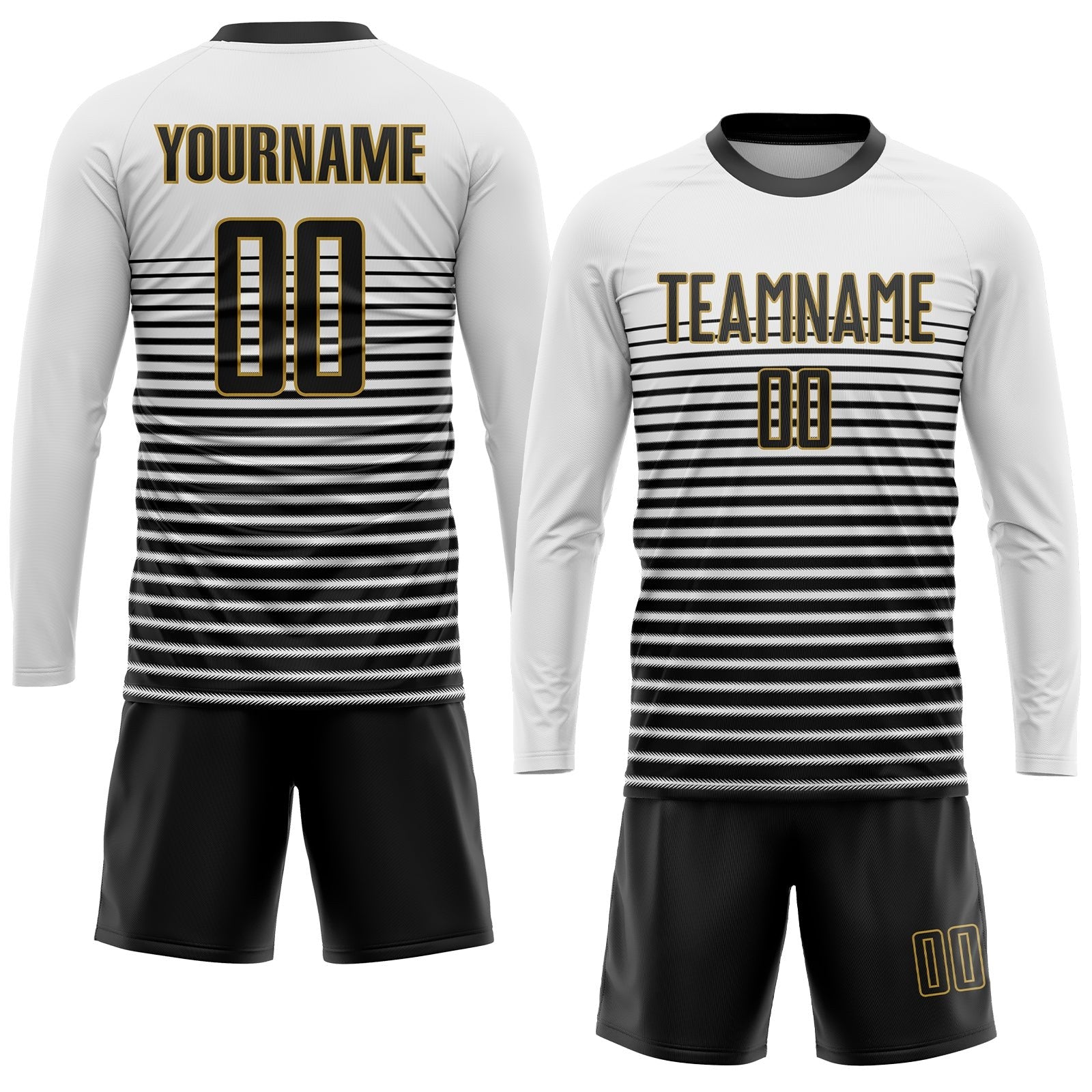 Custom White Black-Old Gold Sublimation Soccer Uniform Jersey photo 4