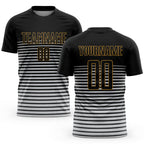 Custom Black Black-Old Gold Sublimation Soccer Uniform Jersey
