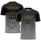 Custom Black Black-Old Gold Sublimation Soccer Uniform Jersey photo 1