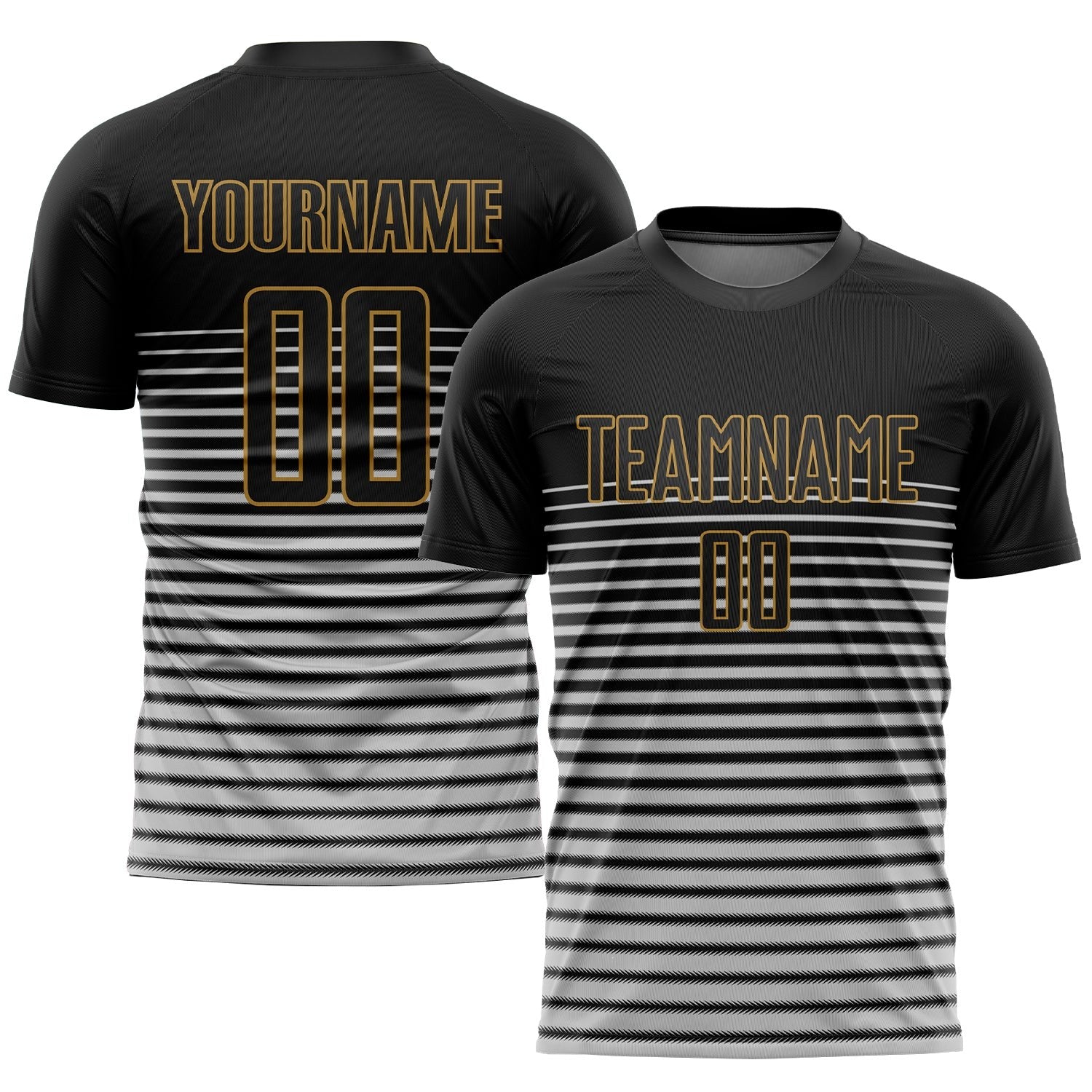 Custom Black Black-Old Gold Sublimation Soccer Uniform Jersey photo 1