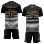 Custom Black Black-Old Gold Sublimation Soccer Uniform Jersey photo 2