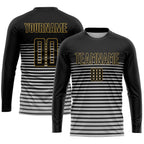 Custom Black Black-Old Gold Sublimation Soccer Uniform Jersey photo 3