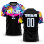 Custom Black White-Light Blue Sublimation Soccer Uniform Jersey