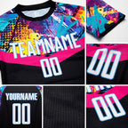 Custom Black White-Light Blue Sublimation Soccer Uniform Jersey detail