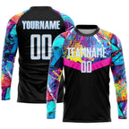 Custom Black White-Light Blue Sublimation Soccer Uniform Jersey photo 3