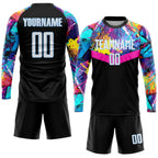 Custom Black White-Light Blue Sublimation Soccer Uniform Jersey photo 4