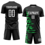 Custom Black White-Kelly Green Sublimation Soccer Uniform Jersey photo 2