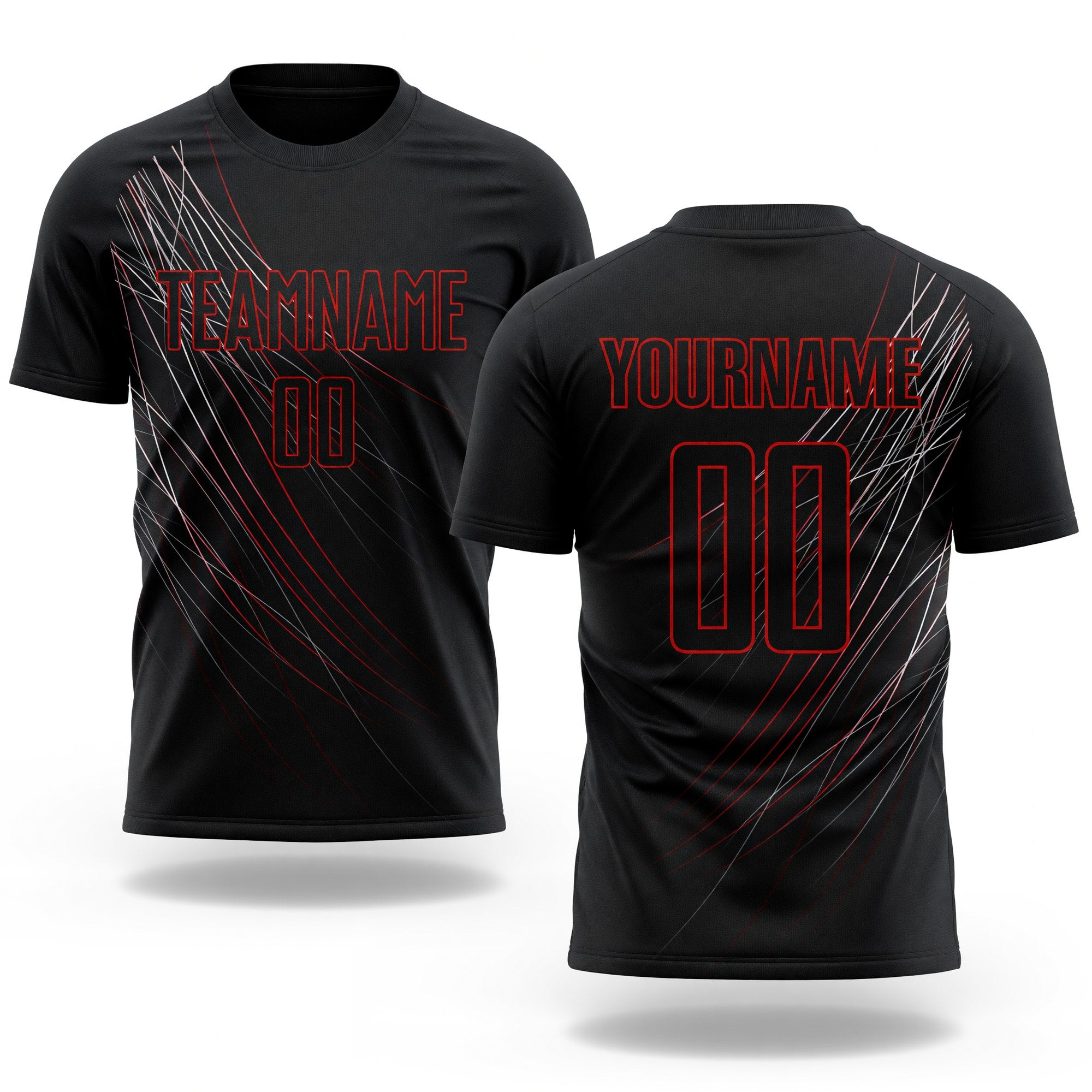 Custom Black Black-Red Sublimation Soccer Uniform Jersey