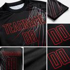 Custom Black Black-Red Sublimation Soccer Uniform Jersey detail
